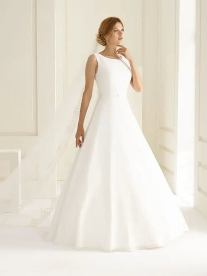 IMPERIA simple modest A - line chiffon - Reflections Bridal Studio