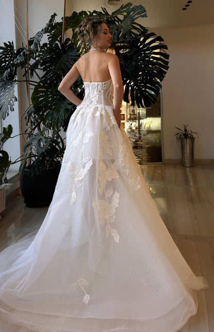  IRIS A - line gown with floral appliques - Reflections Bridal Studio