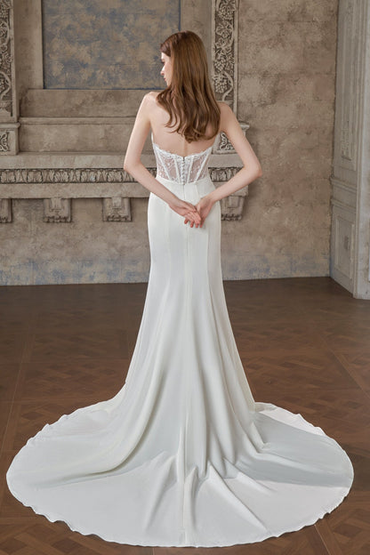 #JESSIE Crepe and lace fitted gown - Reflections Bridal Studio