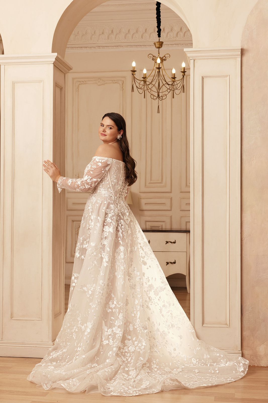 KETTY arriving soon Off - the - shoulder A - line gown - Reflections Bridal Studio