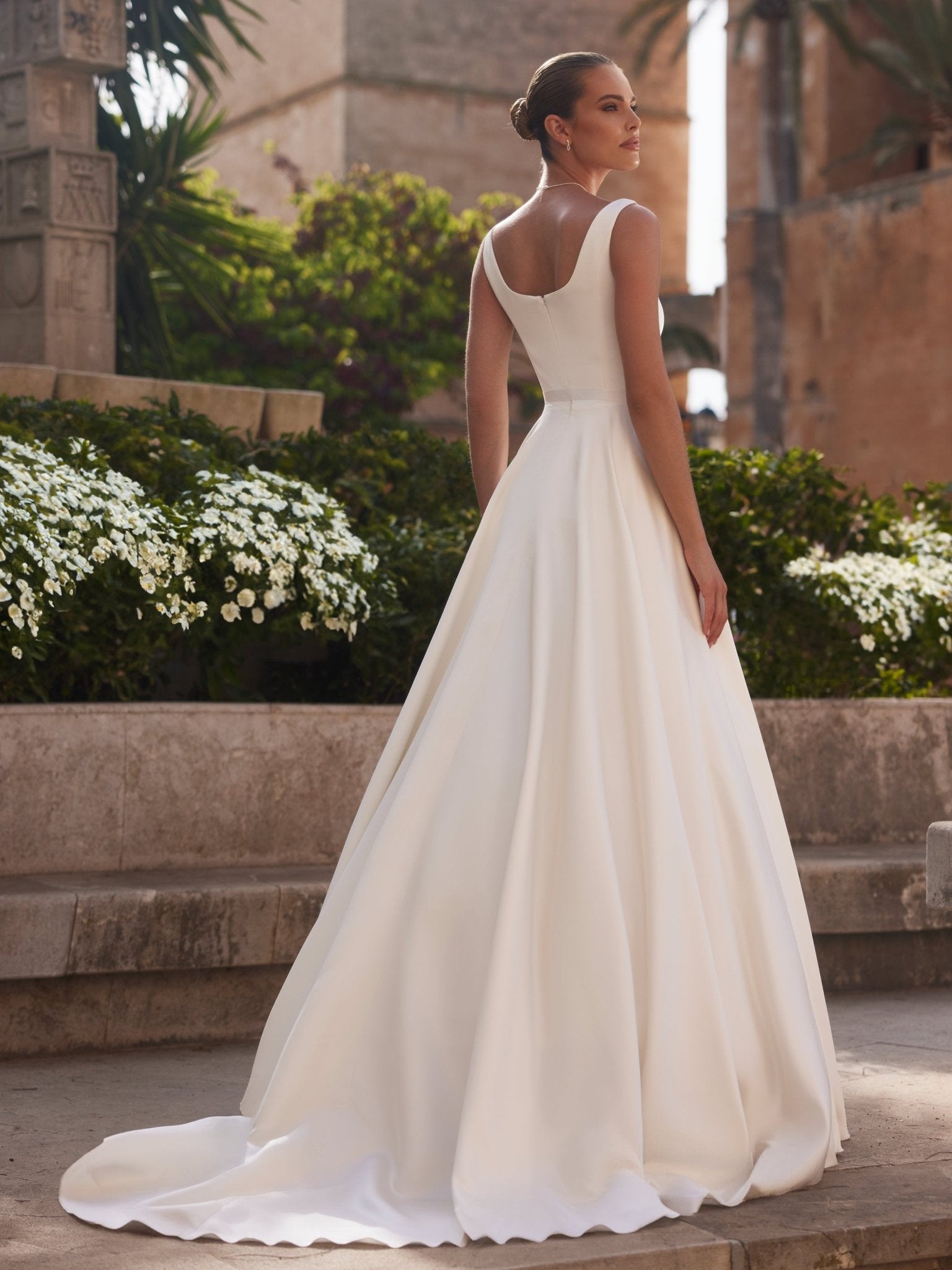 LEVENTE Mikado A - line gown with pleated skirt - Reflections Bridal Studio