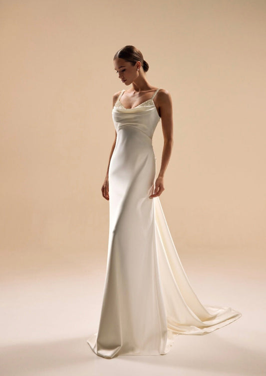 LOTUS Soft satin A - line gown - Reflections Bridal Studio