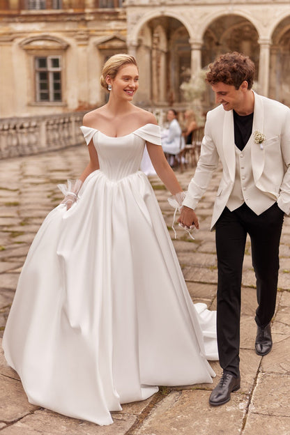 Wedding Lulu White Dress LULU NV A Matte Satin Ballgown With