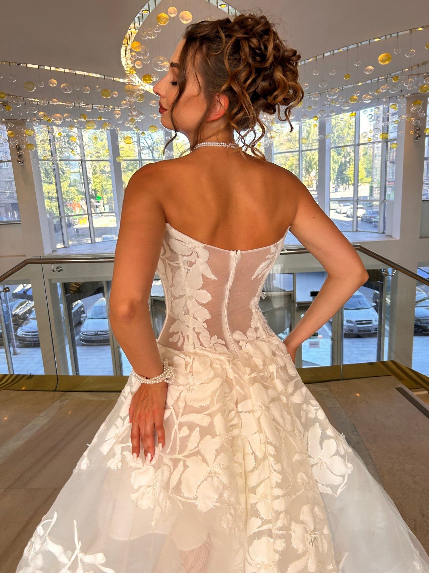 MALLOW Semi - transparent with lace appliqués - Reflections Bridal Studio