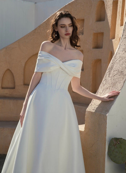 MARITA Brocade A - line gown - Reflections Bridal Studio