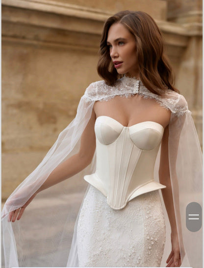 #MARLEN Faux leather bridal basque bodice - Reflections Bridal Studio