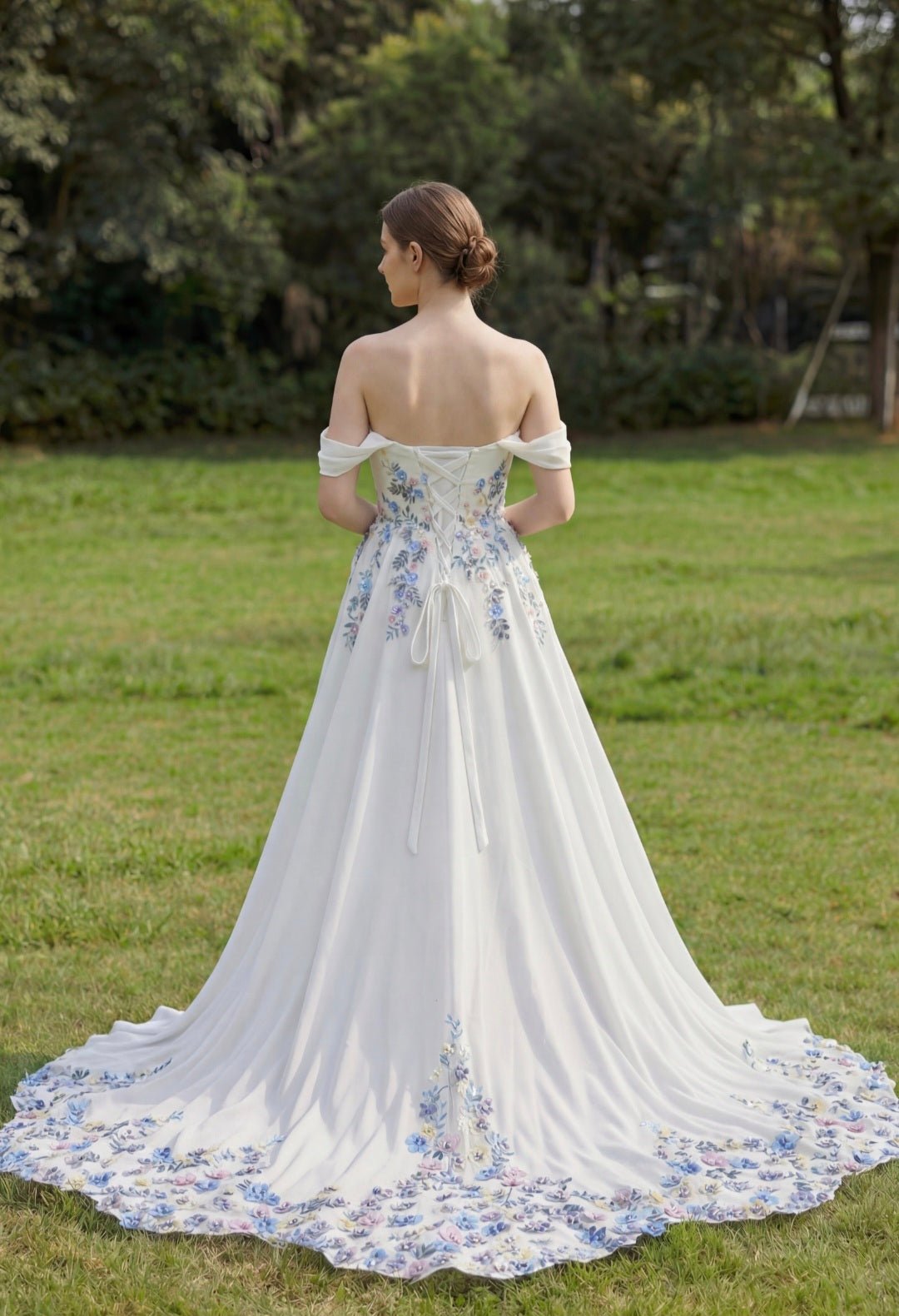 MEADOW Floral embroidered A - line gown - Reflections Bridal Studio