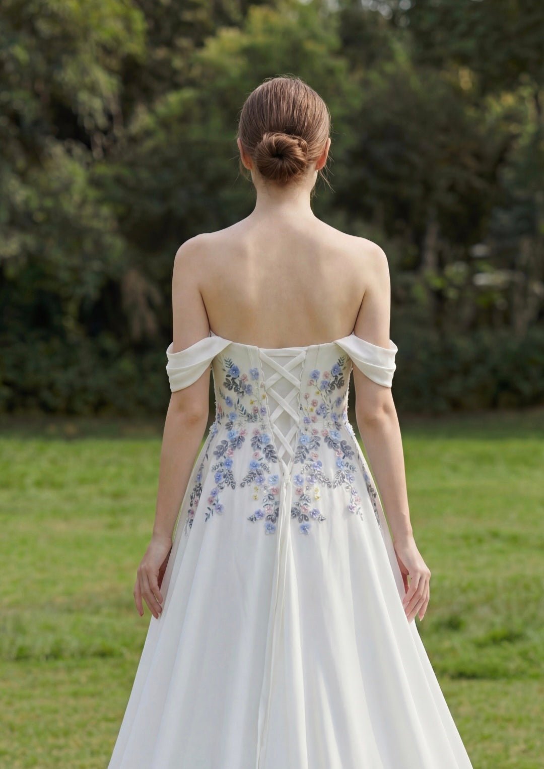 MEADOW Floral embroidered A - line gown - Reflections Bridal Studio
