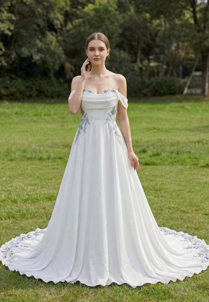 MEADOW Floral embroidered A - line gown - Reflections Bridal Studio