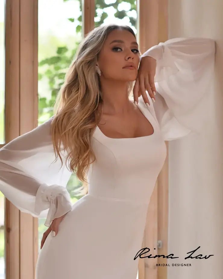 MIRA Square neckline jersey and chiffon - Reflections Bridal Studio
