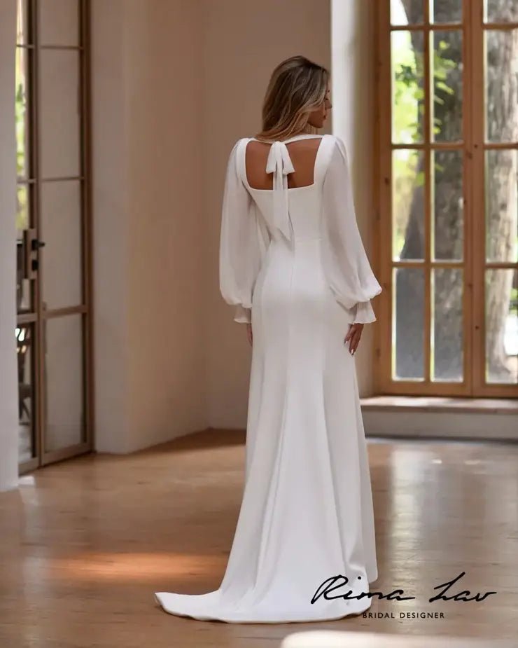 MIRA Square neckline jersey and chiffon - Reflections Bridal Studio
