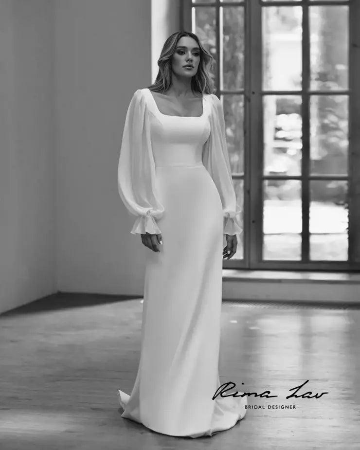 MIRA Square neckline jersey and chiffon - Reflections Bridal Studio