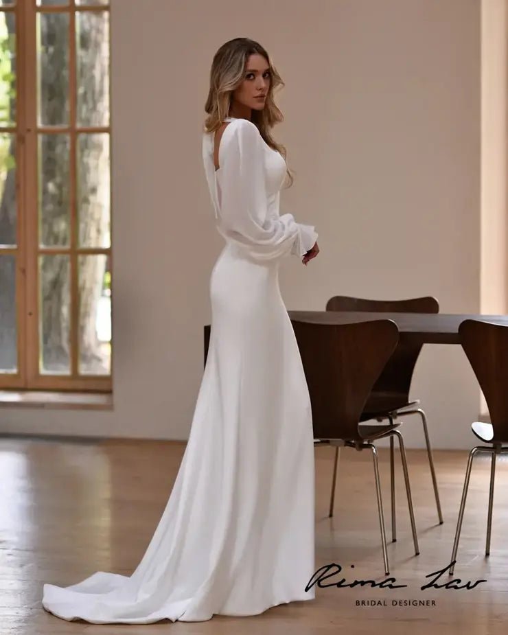 MIRA Square neckline jersey and chiffon - Reflections Bridal Studio