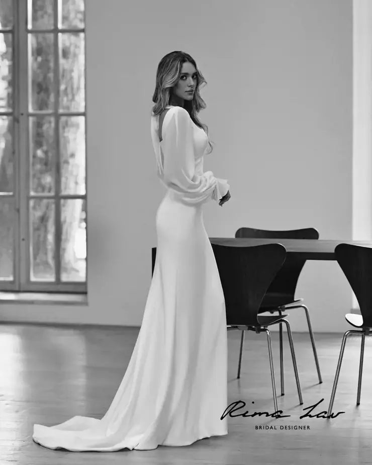 MIRA Square neckline jersey and chiffon - Reflections Bridal Studio