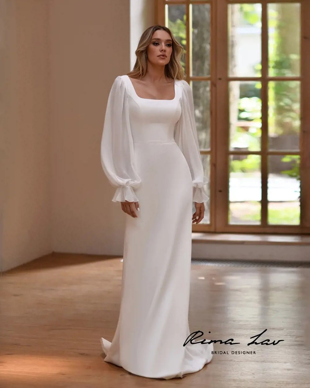 MIRA Square neckline jersey and chiffon - Reflections Bridal Studio