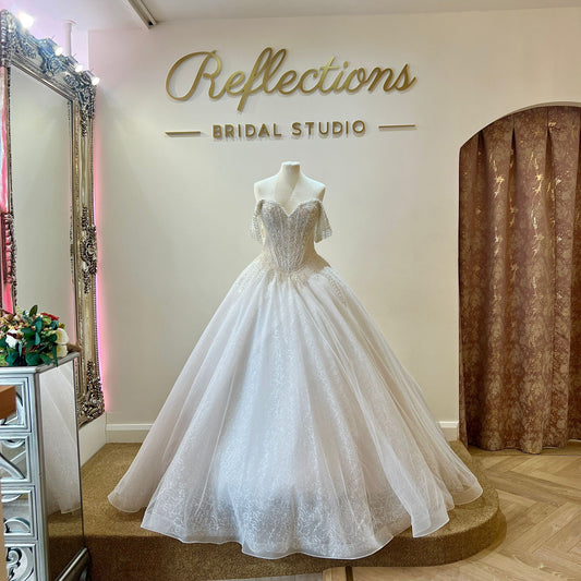 MORGANA An ornate bodice on 3D lace A - line skirt - Reflections Bridal Studio