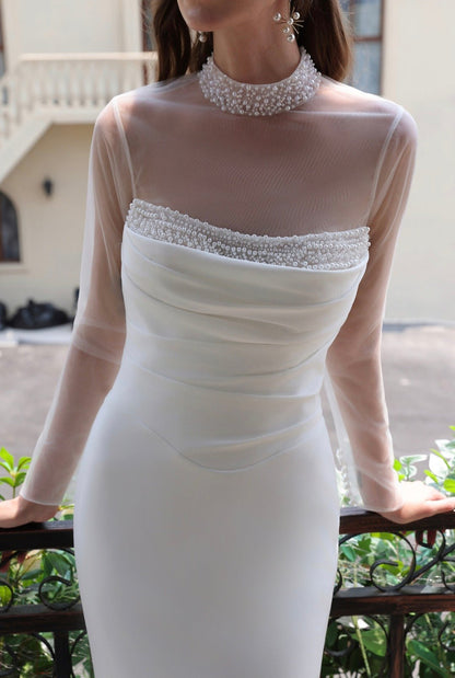 OLENA Elegant crepe fit & flare gown - Reflections Bridal Studio