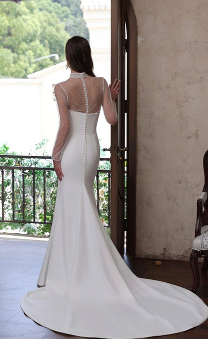 OLENA Elegant crepe fit & flare gown - Reflections Bridal Studio