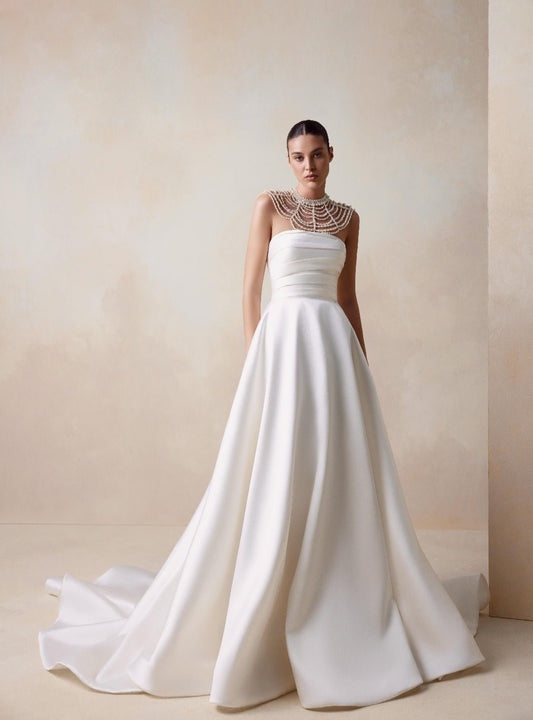 PETRA Petite Elegant strapless mikado gown - Reflections Bridal Studio