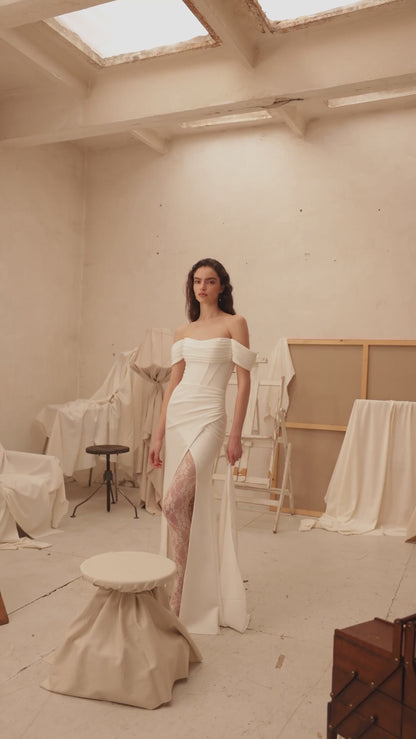 #MAJEUR Crepe fitted gown