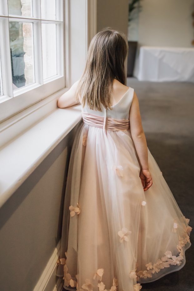 RDF1115 Casading flowers Tulle & satin - Reflections Bridal Studio