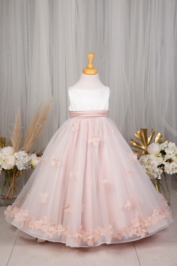 RDF1115 Casading flowers Tulle & satin - Reflections Bridal Studio