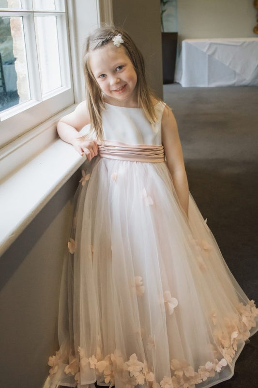 RDF1115 Casading flowers Tulle & satin - Reflections Bridal Studio