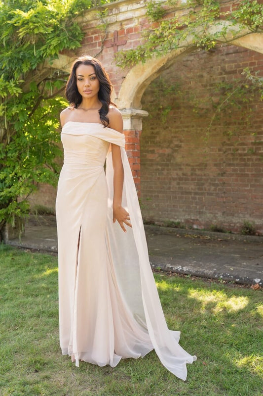 RDM1369 Chiffon bridesmaid with drape - Reflections Bridal Studio