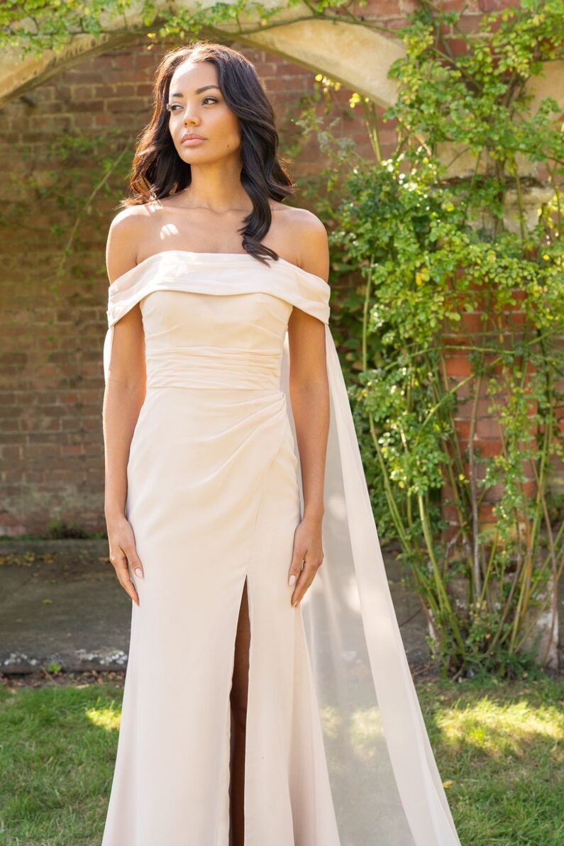 RDM1369 Chiffon bridesmaid with drape - Reflections Bridal Studio