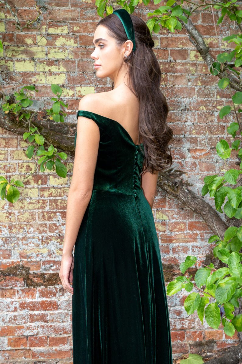 RDM1371 Velvet off - the - shoulder bridesmaid - Reflections Bridal Studio