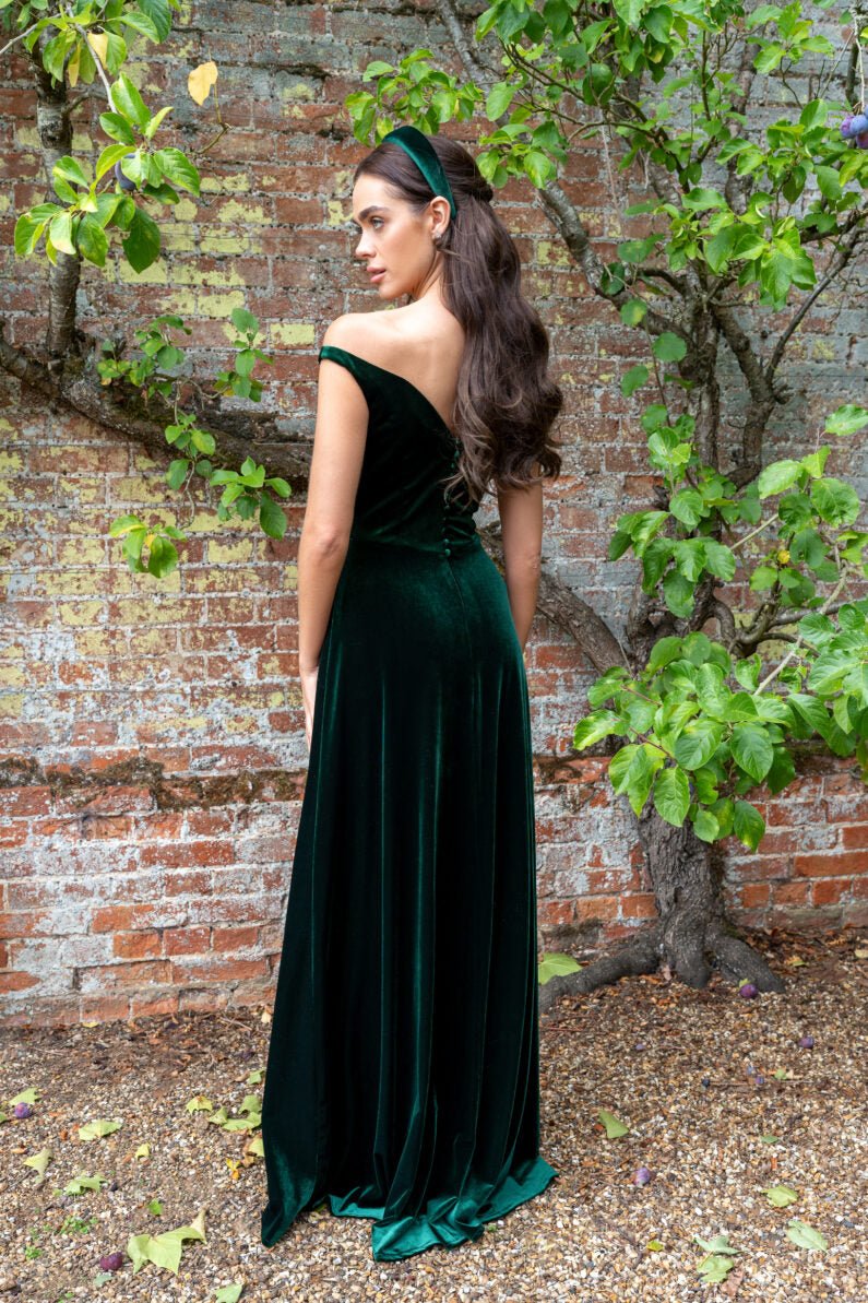 RDM1371 Velvet off - the - shoulder bridesmaid - Reflections Bridal Studio