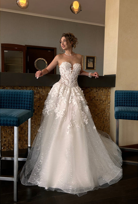 SAKURA Sparkling 3D floral ballgown - Reflections Bridal Studio