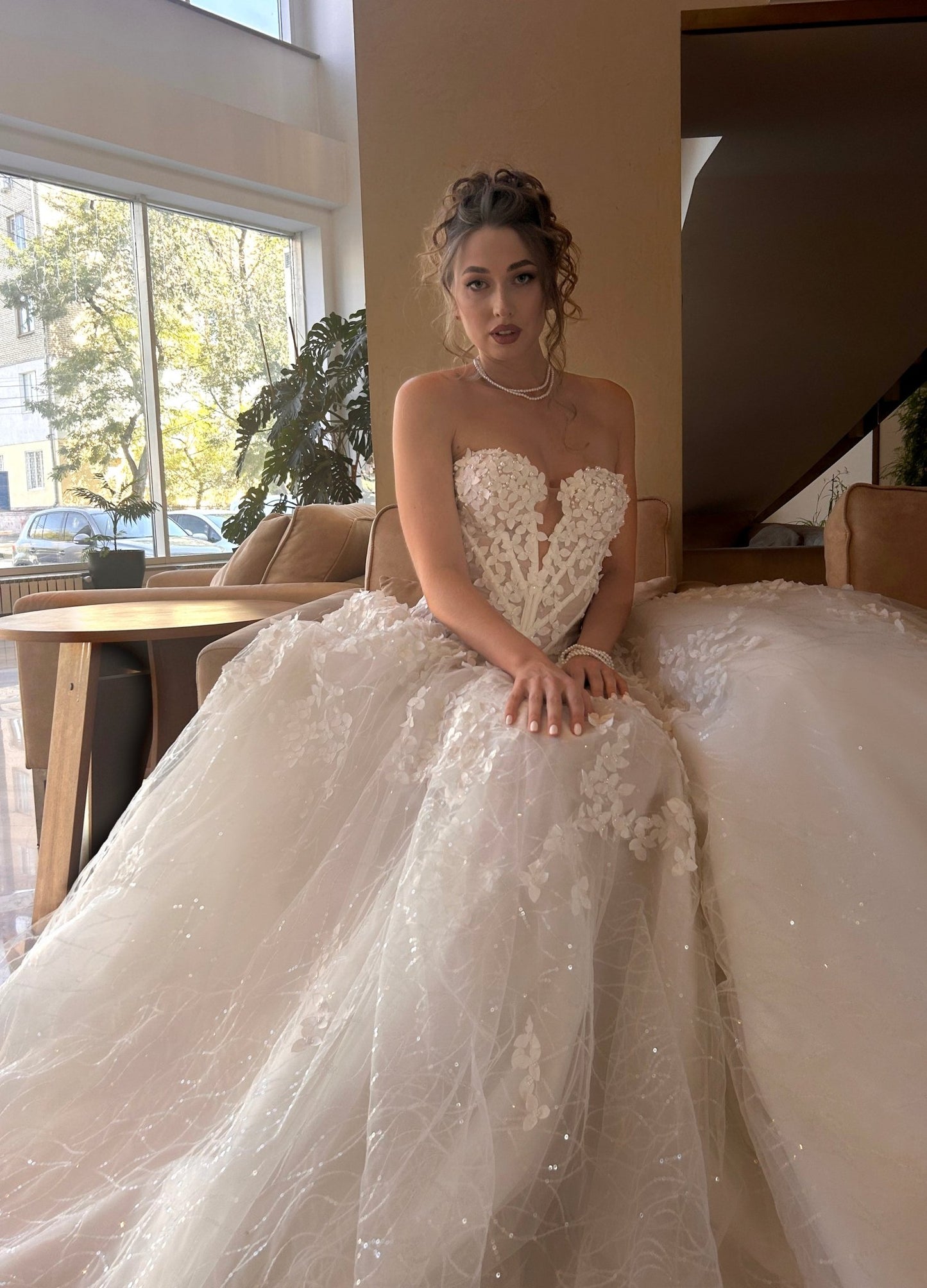 SAKURA Sparkling 3D floral ballgown - Reflections Bridal Studio