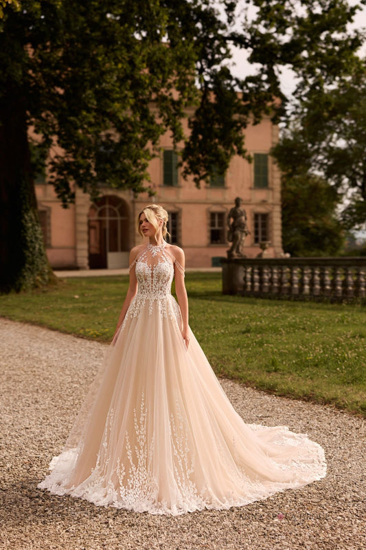 TIDEVIA Halterneck lace ballgown - Reflections Bridal Studio