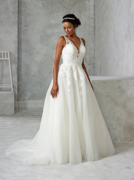 TILLY V - neck tulle and lace gown size 6 to 40+ - Reflections Bridal Studio