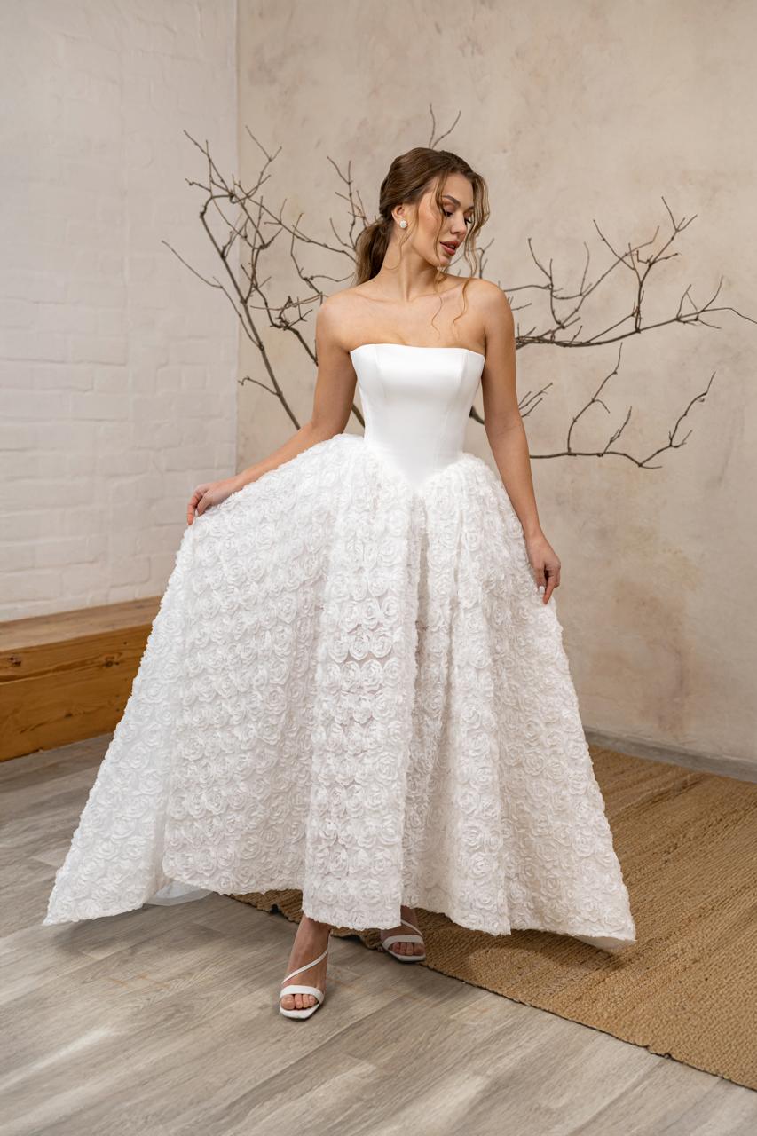 TUTTI High - low gown with floral skirt - Reflections Bridal Studio