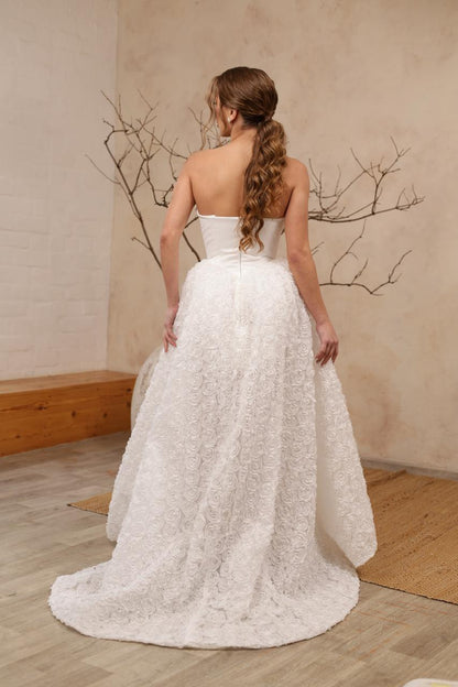 TUTTI High - low gown with floral skirt - Reflections Bridal Studio