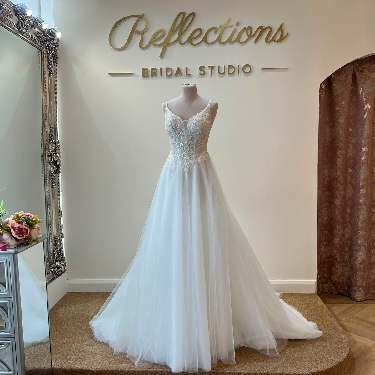 VIKKI Size 10 A-line tulle and lace gown - Reflections Bridal Studio